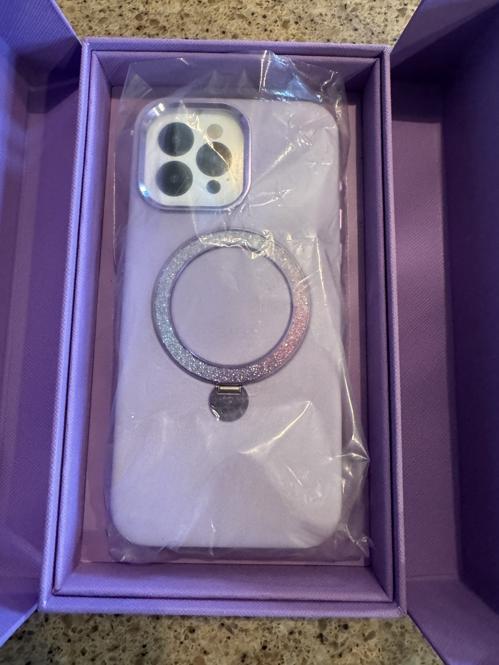 iPhone 15 Pro Max phone case NIB purple with glitter
